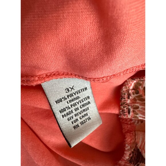 Signature By Larry Levine Woman Floral Blouse 3X plus peach Short Sleeve - Picture 4 of 5